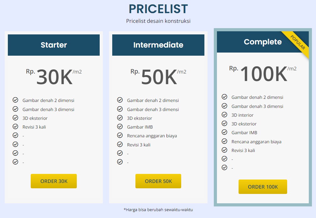 Pricelist Desain Bangunan